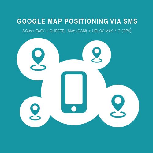 Google Map positioning via SMS using the SG8V1 Easy + Quectel M95 (GSM) + Ublox MAX-7 c (GPS)